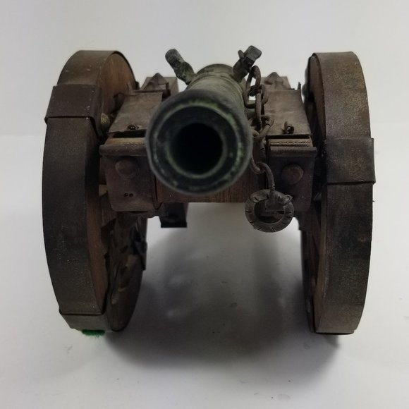 Vintage Spanish cannon replica wood base and copper cannon and steel studs - Picture 11 of 13